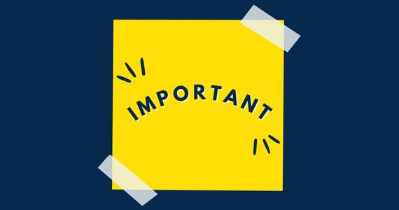 The word "important" on a yellow Post-It Note